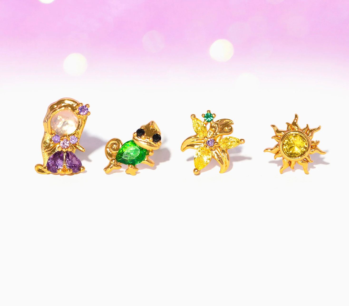 Disney Princess Tangled Earring Set, Color: Gold