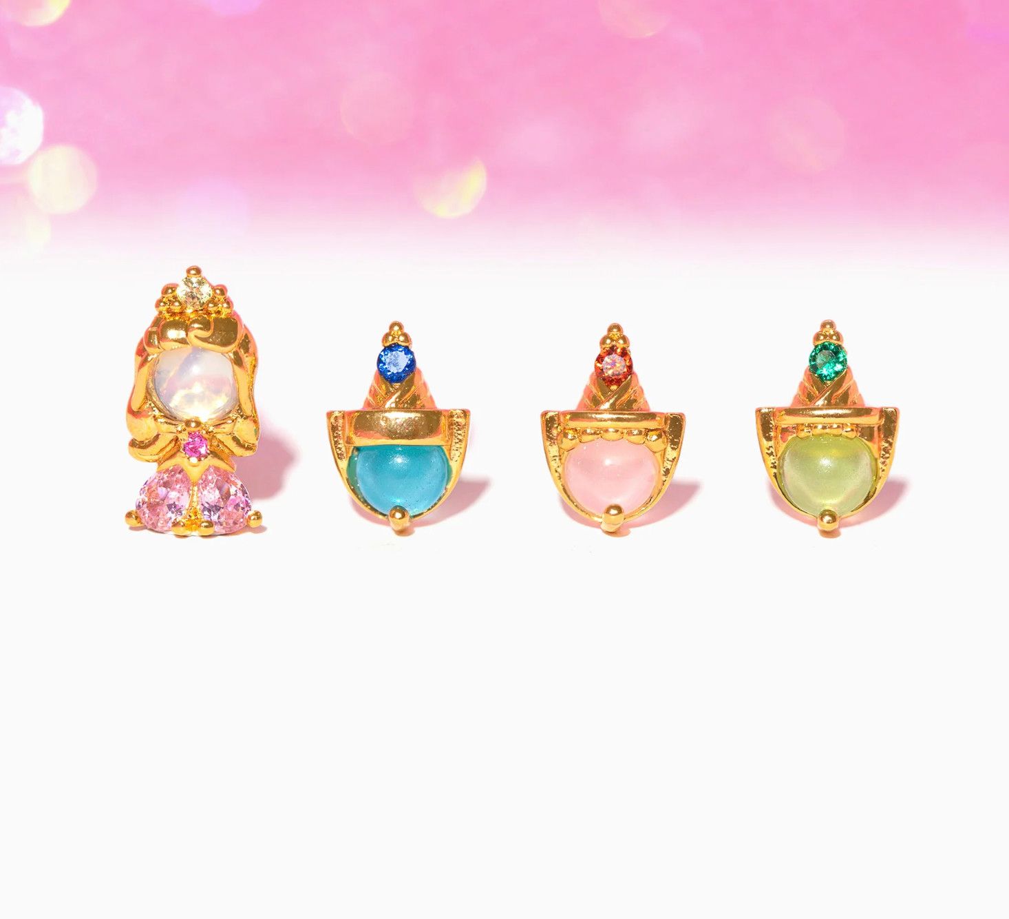 Disney Princess Sleeping Beauty Earring Set, Color: Gold