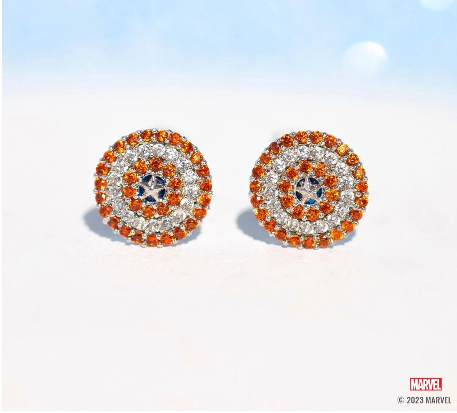 Marvel&#39;s Captain America Studs, Color: Silver