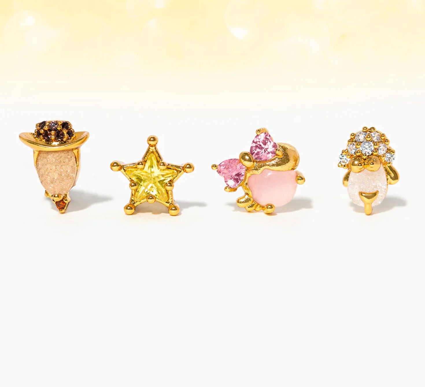 Pixar Toy Story Woody &amp; Bo Peep Earring Set, Color: Gold