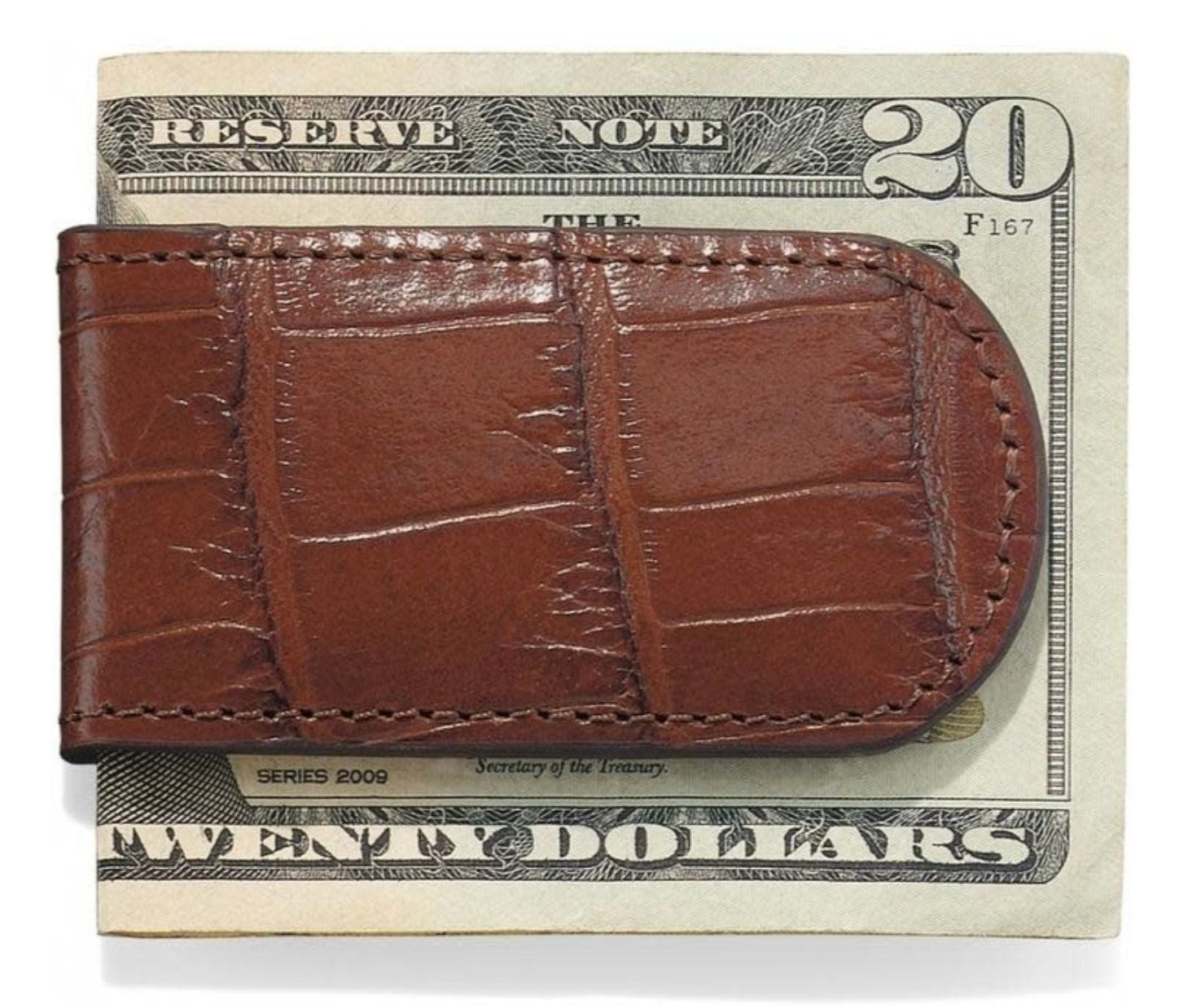 Croco Money Clip Brown