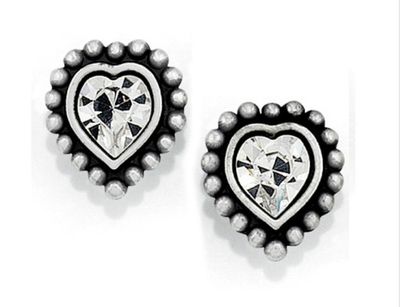Shimmer Heart Mini Post Earrings Silver