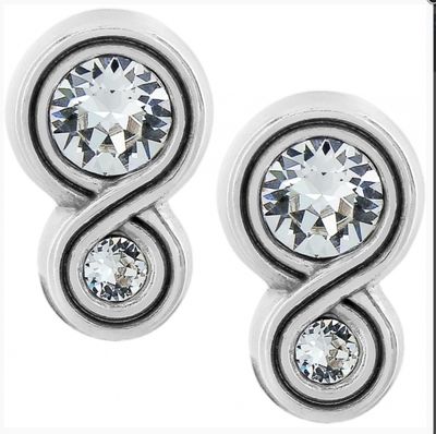 JA1222 Infinity Sparkle Post Earrings Silver