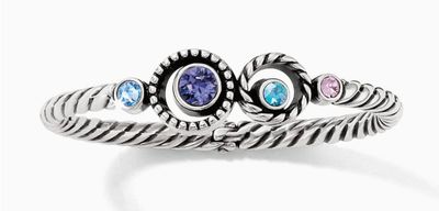 Halo Hinged Bangle Silver-Tanzanite