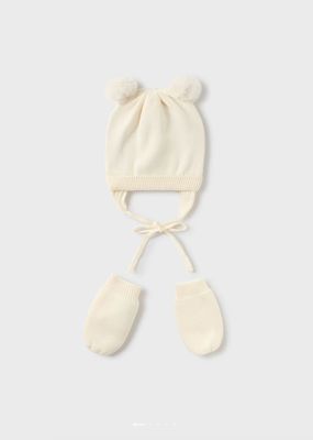 Double Pom Pom Hat &amp; Mitten Set