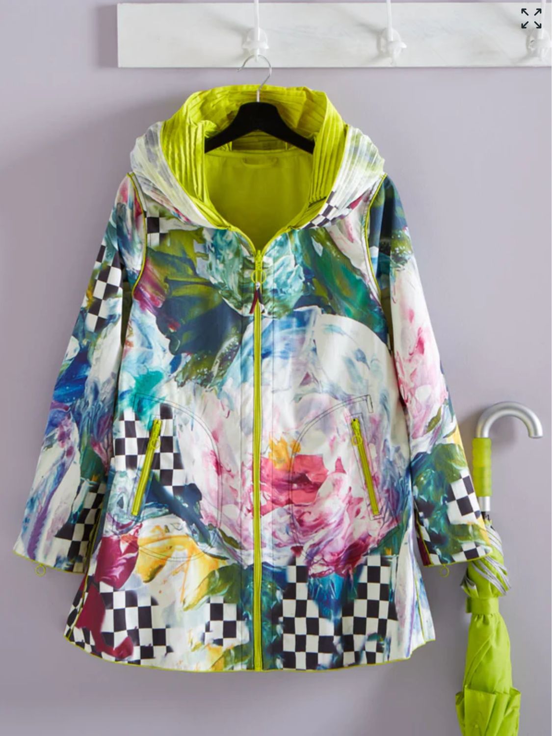 Taxicab Florals Reversible Pleated Raincoat