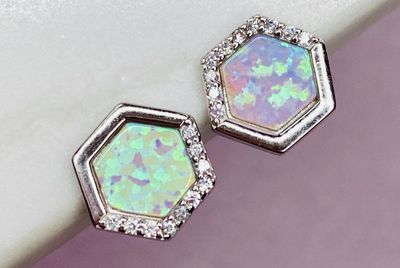 White Opal Stardust Studs