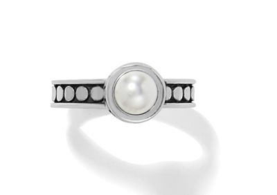 Pebble Dot Pearl Slim Band Ring