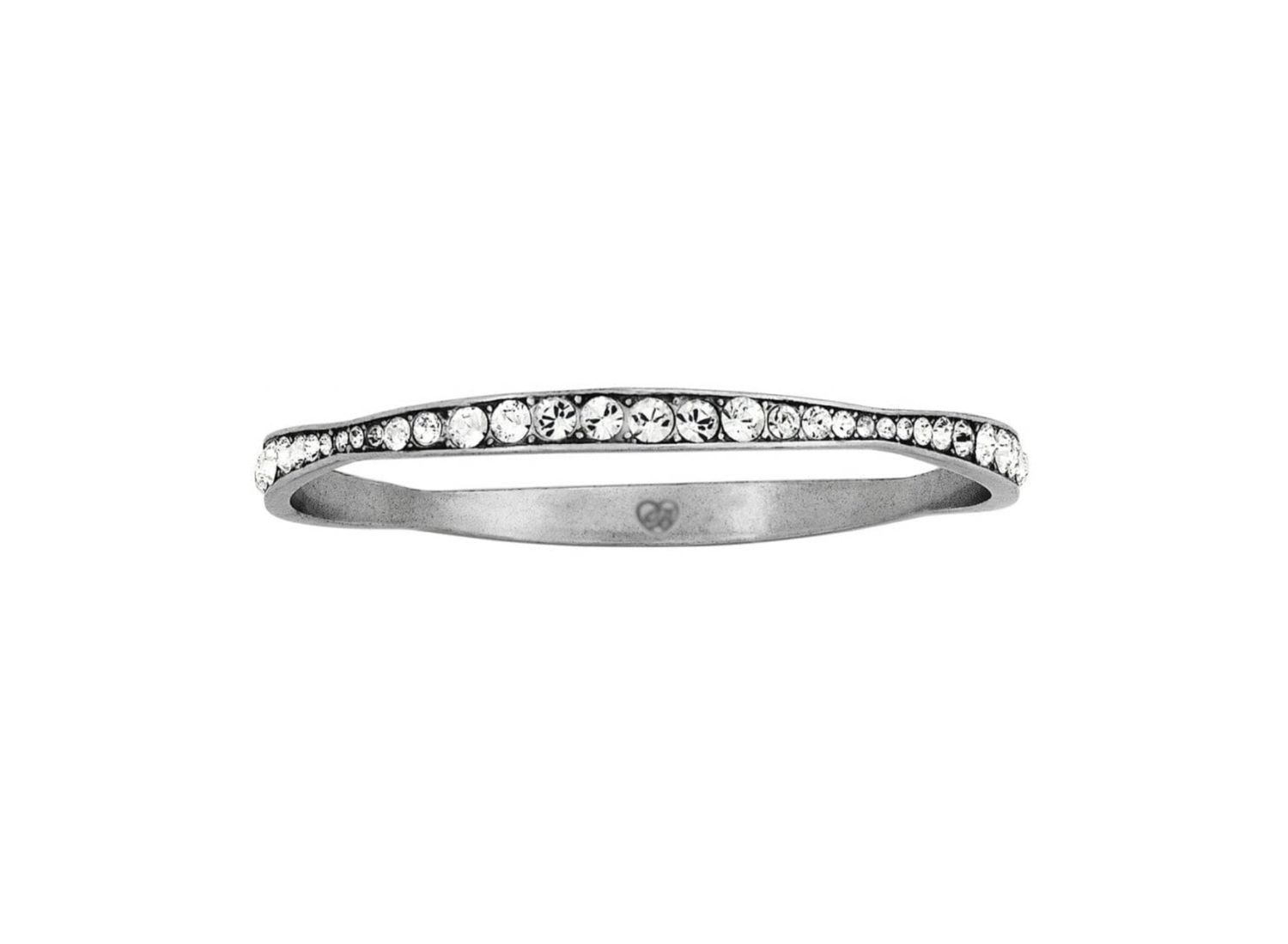 Light Hearted Crystal Bangle Silver