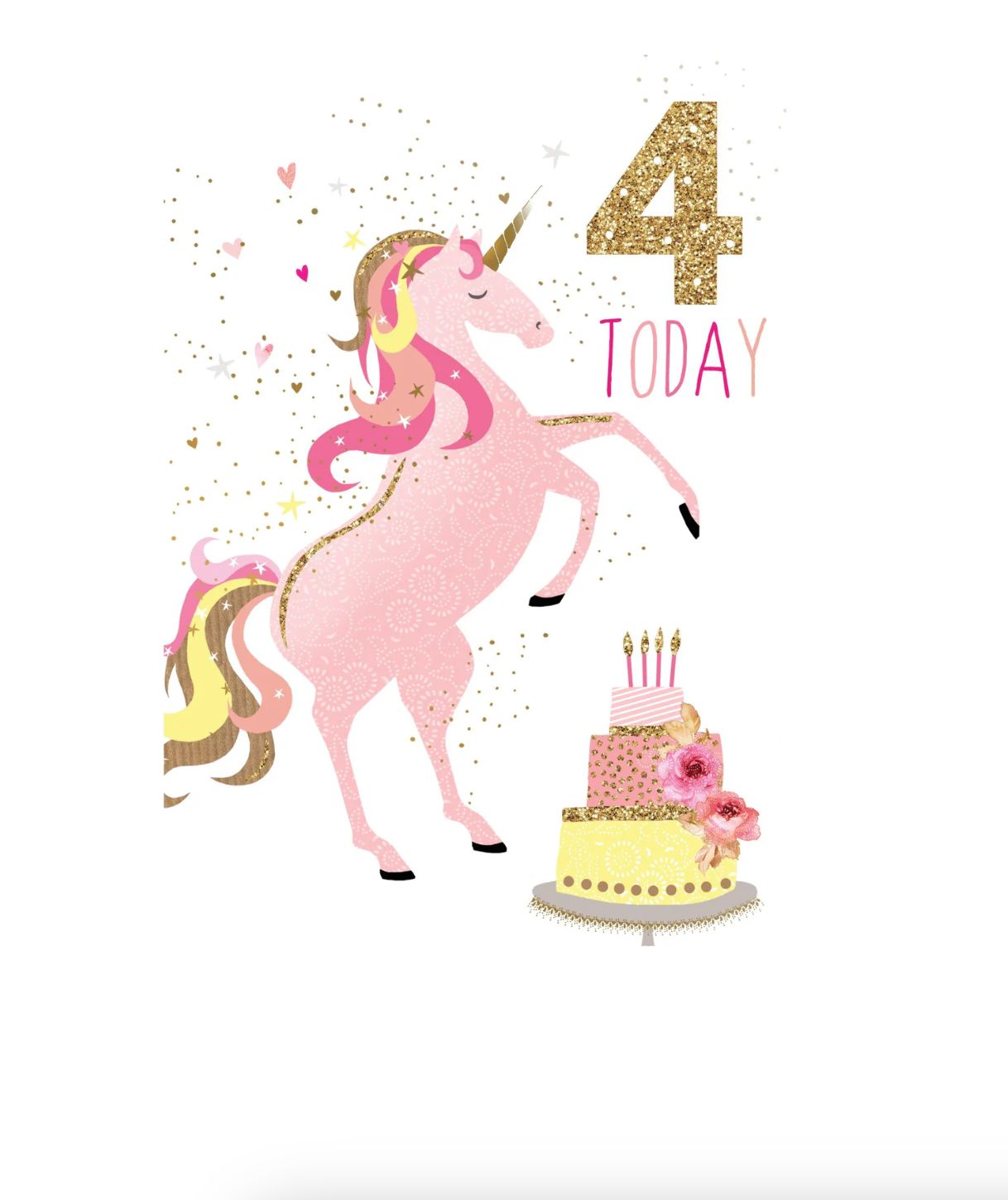 4th Unicorn Birthday Card
