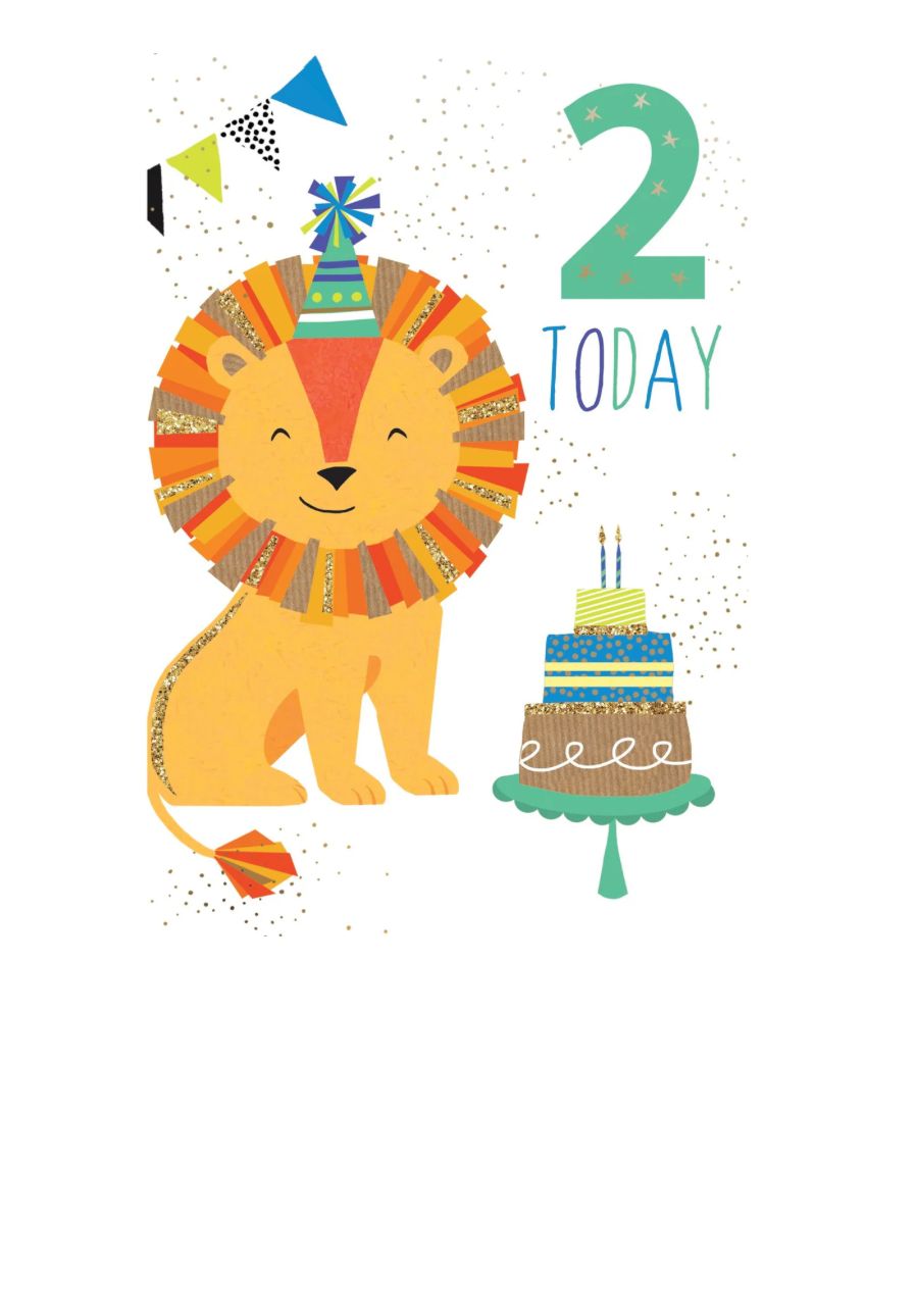 2nd Lion Birthday Card