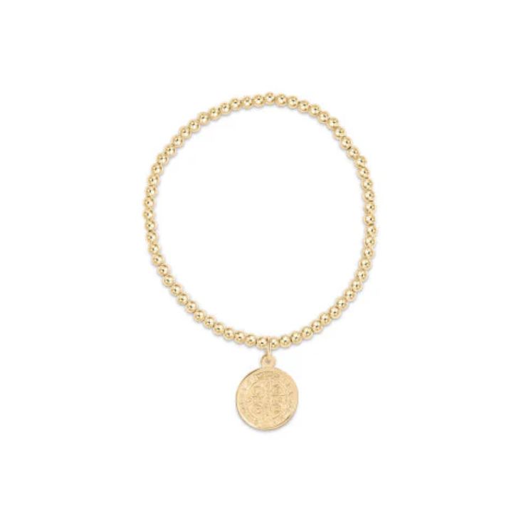 Enewton 3mm Bead Bracelet with Charm Large Gold Blessing