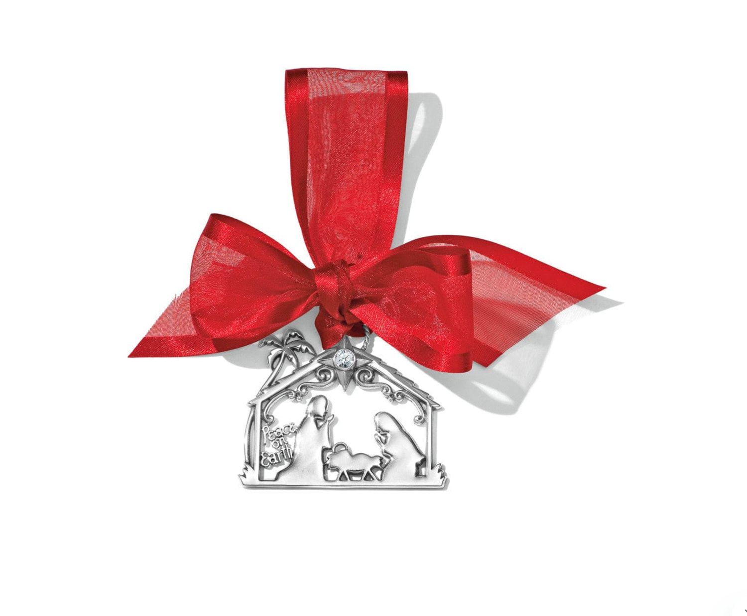 Christmas Manger Ornament Silver