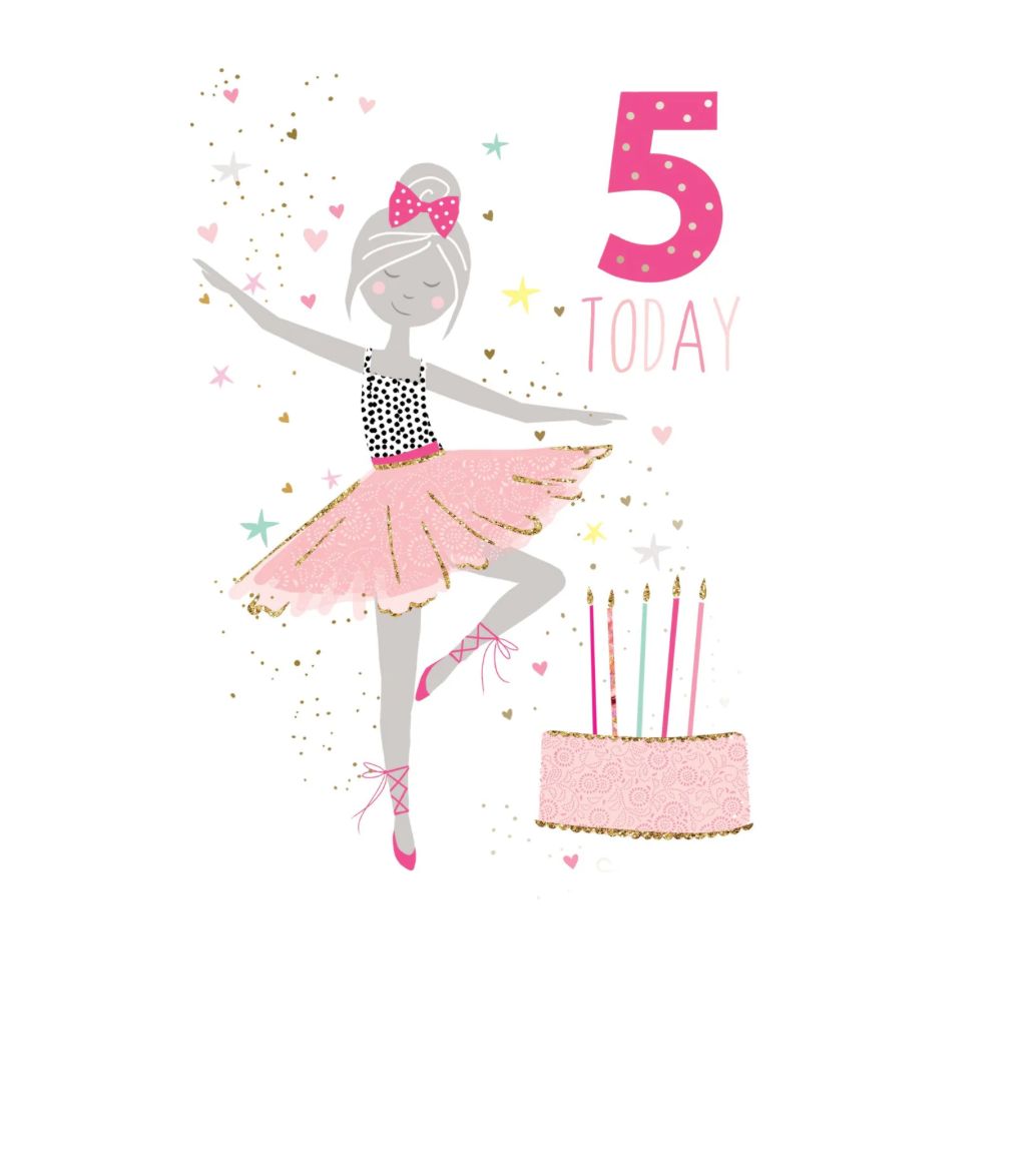 5th Ballerina Birthday Card