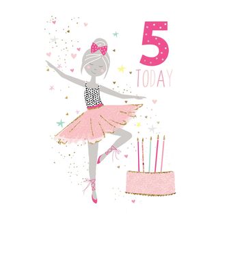 5th Ballerina Birthday Card