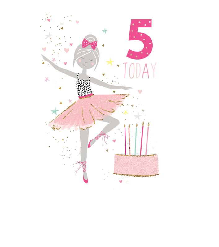 5th Ballerina Birthday Card