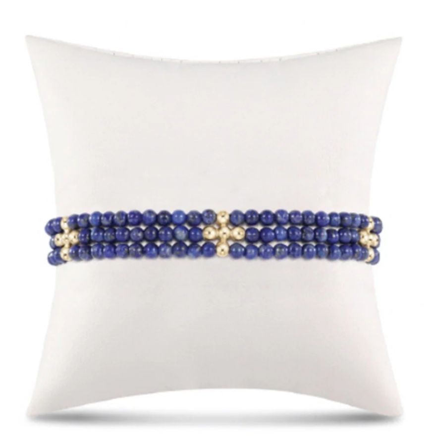 3 Strand Classic Beaded Signature Cross Gold Lapis Bracelet