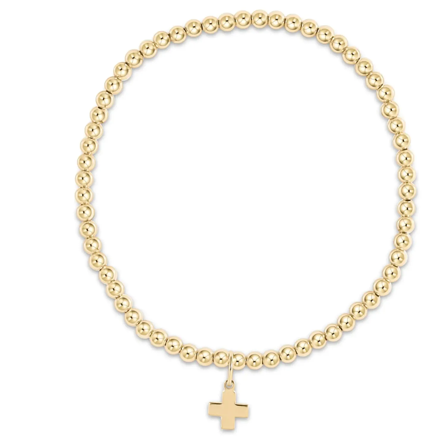 Enewton Classic Gold 3mm Bead Signature Cross Gold Charm Bracelet