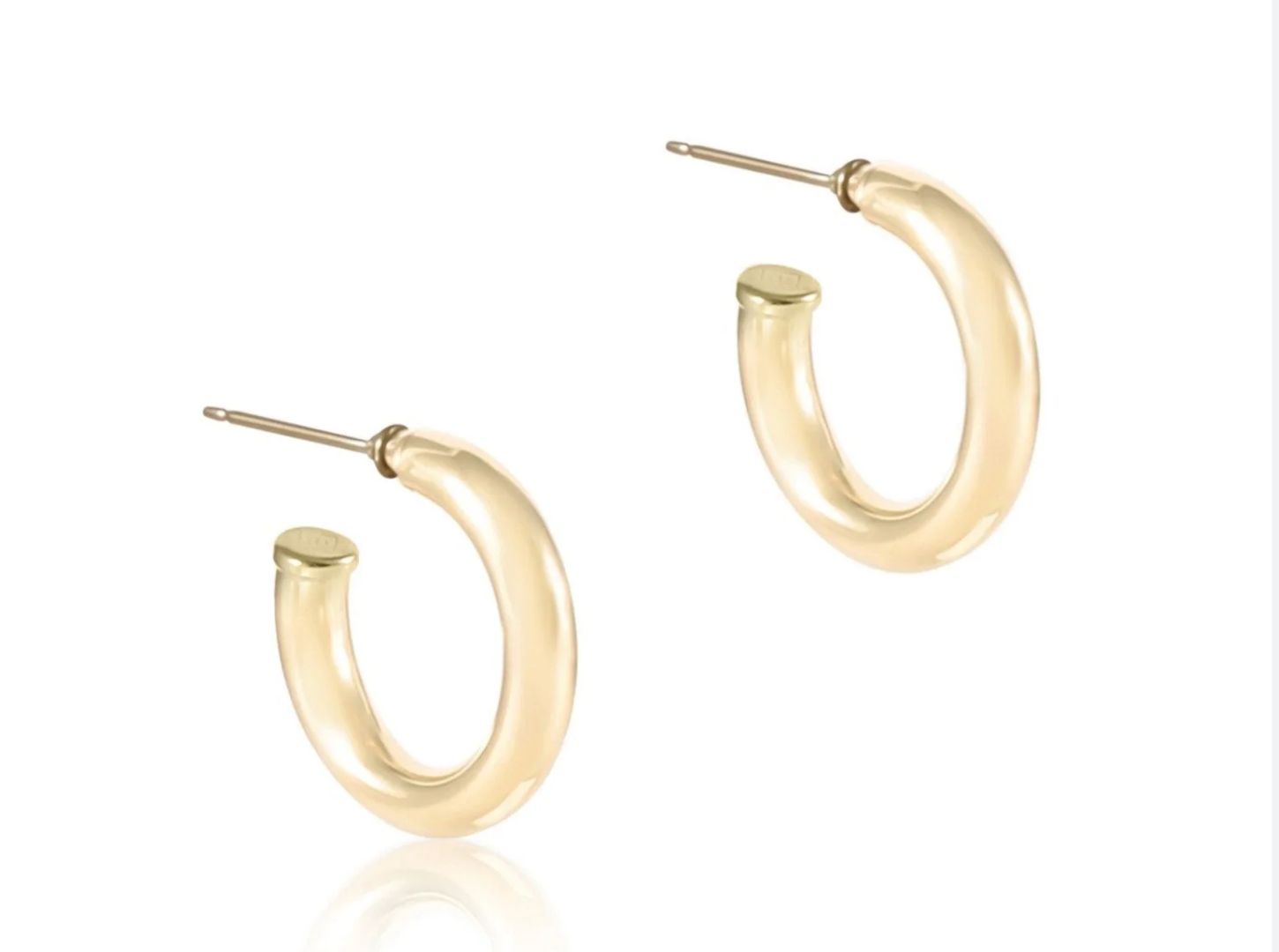 Round Gold 1&quot; Post Hoop 4mm Smooth