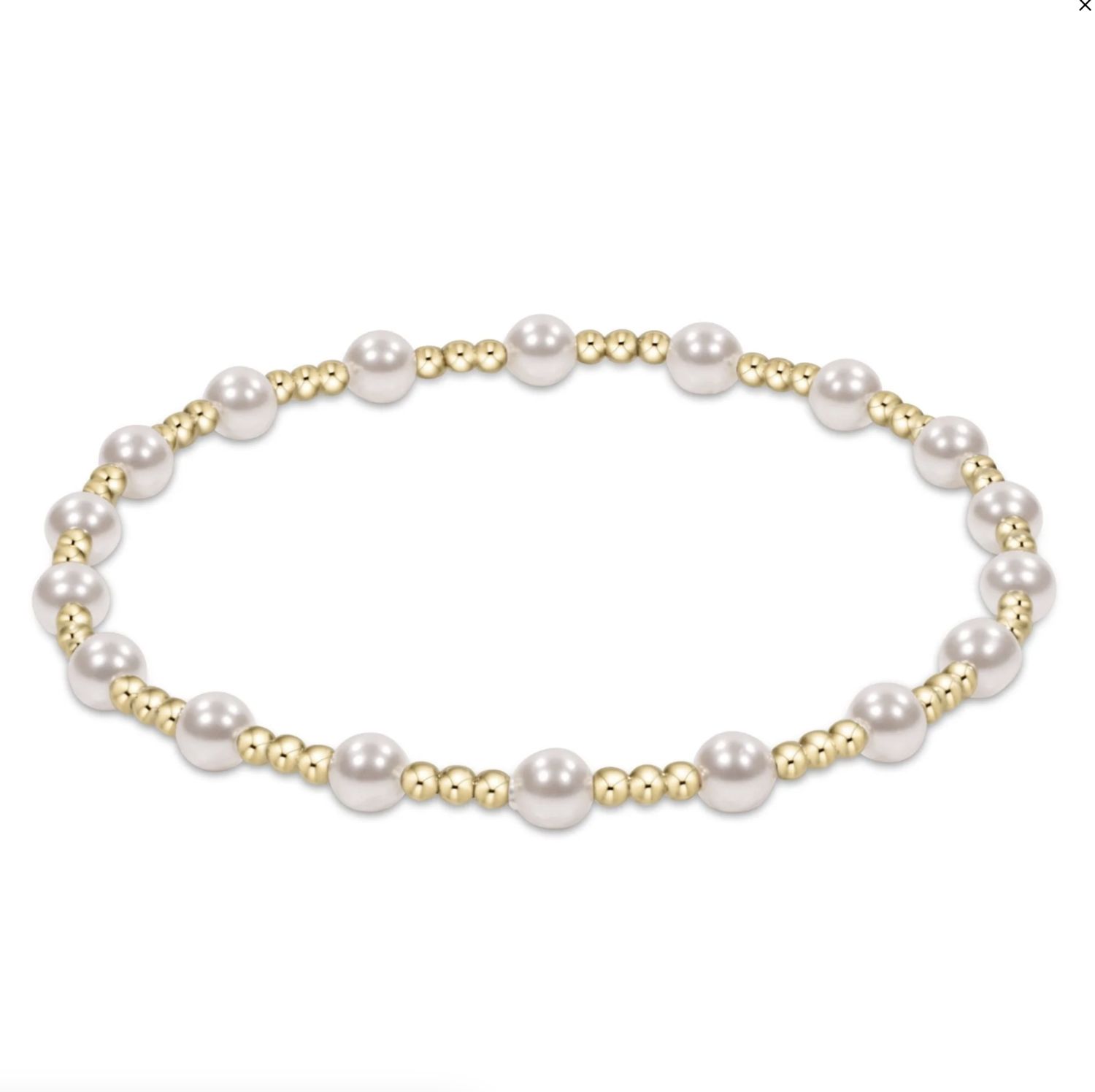 Enewton Gemstone Gold Sincerity Pattern 4mm Bead Bracelet, Color: Pearl