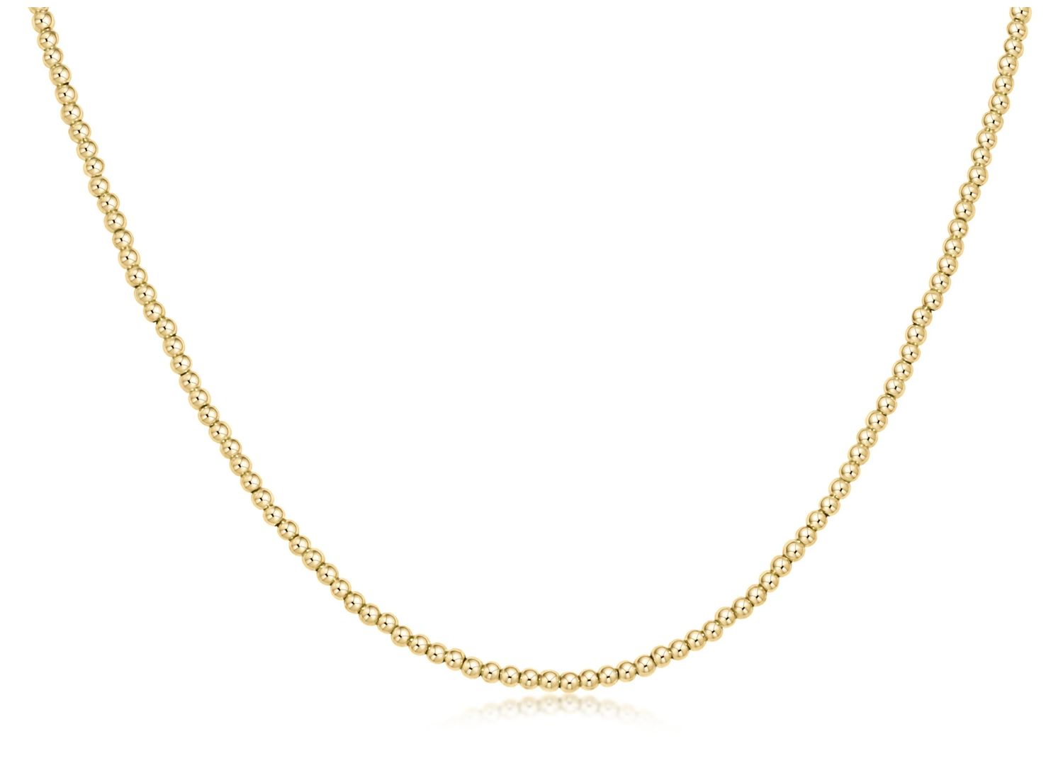 Classic Gold Bead Choker , Size: 2mm