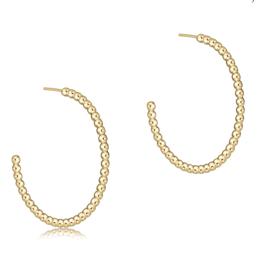 Classic Gold Beaded 1.25&quot; Post Hoop, Size: 2mm