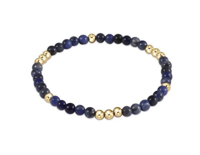 Worthy Pattern 4mm Gemstone Bead Bracelet, Color: Lapis