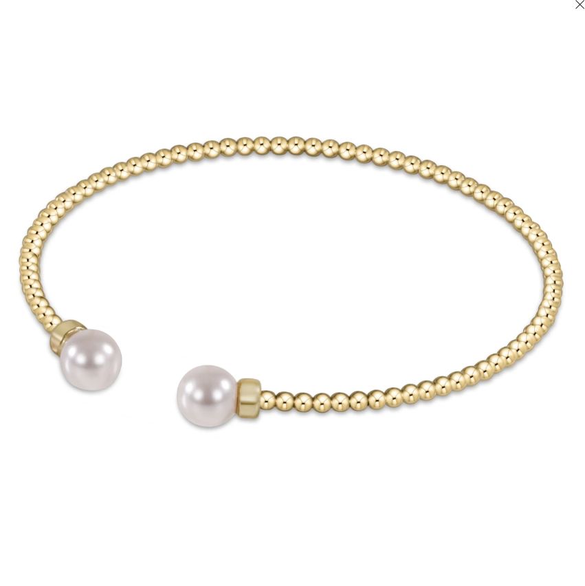 Classic Gold Bead Pearl Cuff , Size: 2mm