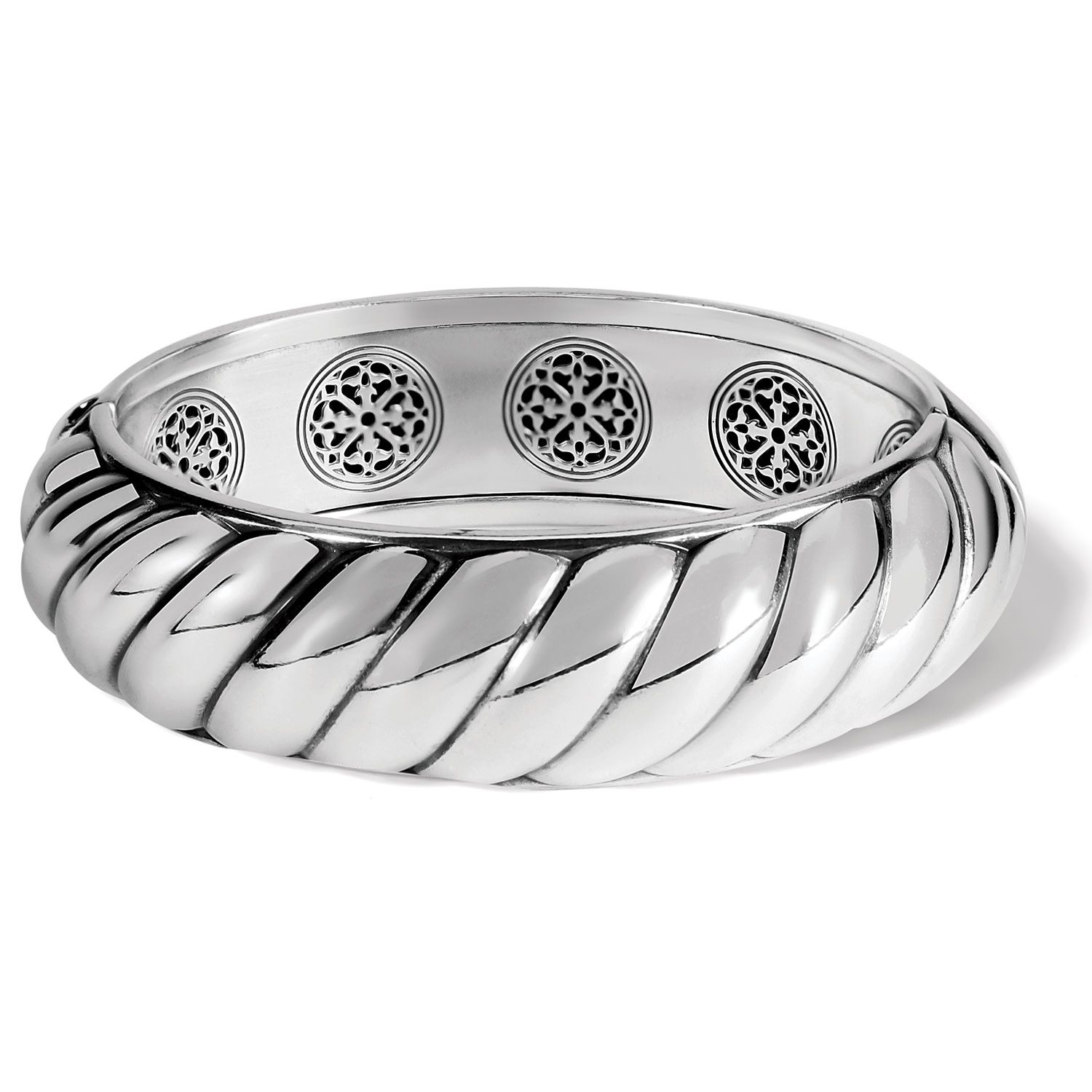 Athena Scalloped Hinged Bangle Silver