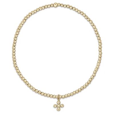 Classic Gold 2mm Bead Bracelet Classic Beaded Signature Cross Small Gold Charm