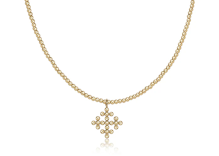 15&quot; Classic Beaded Signature Gold 2mm Cross Encompass Choker