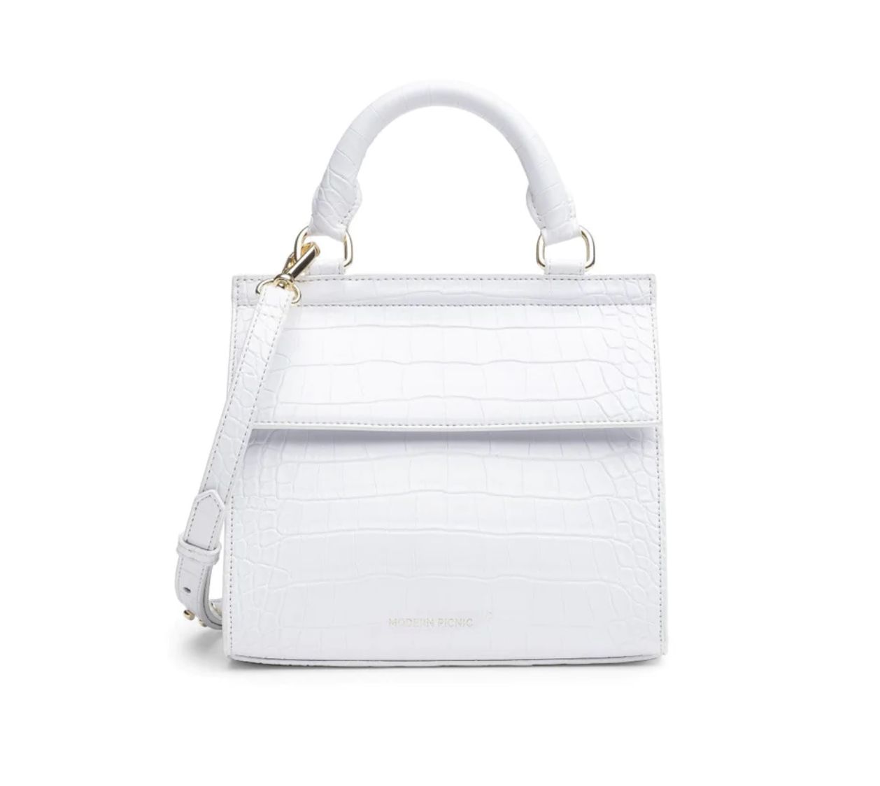 The Mini Luncher White Faux Crocodile