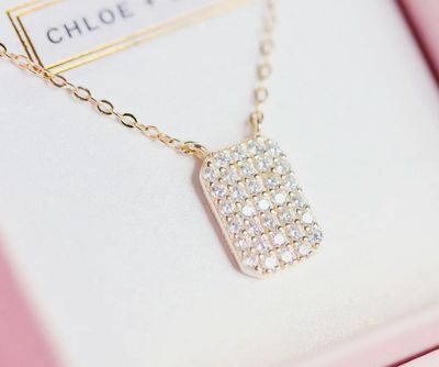 Mini Dog Tag Necklace  14K Gold