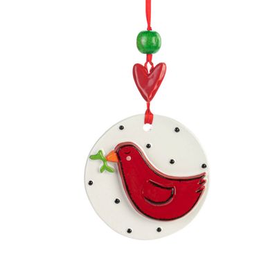 Cardinal &amp; Polka Dots Ornament