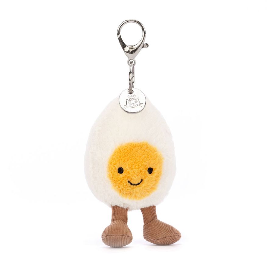 Jellycat Amuseable Happy Boiled Egg bag charm plush accessory at our boutique in Poughkeepsie NY
