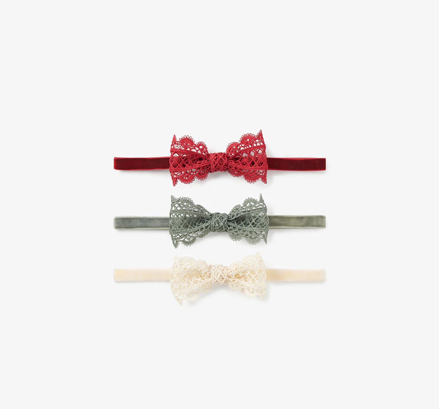 Christmas Lacey Bow Headband 3pk
