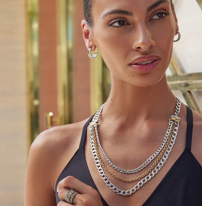 Neptune&#39;s Rings Multiple Row Chain Necklace