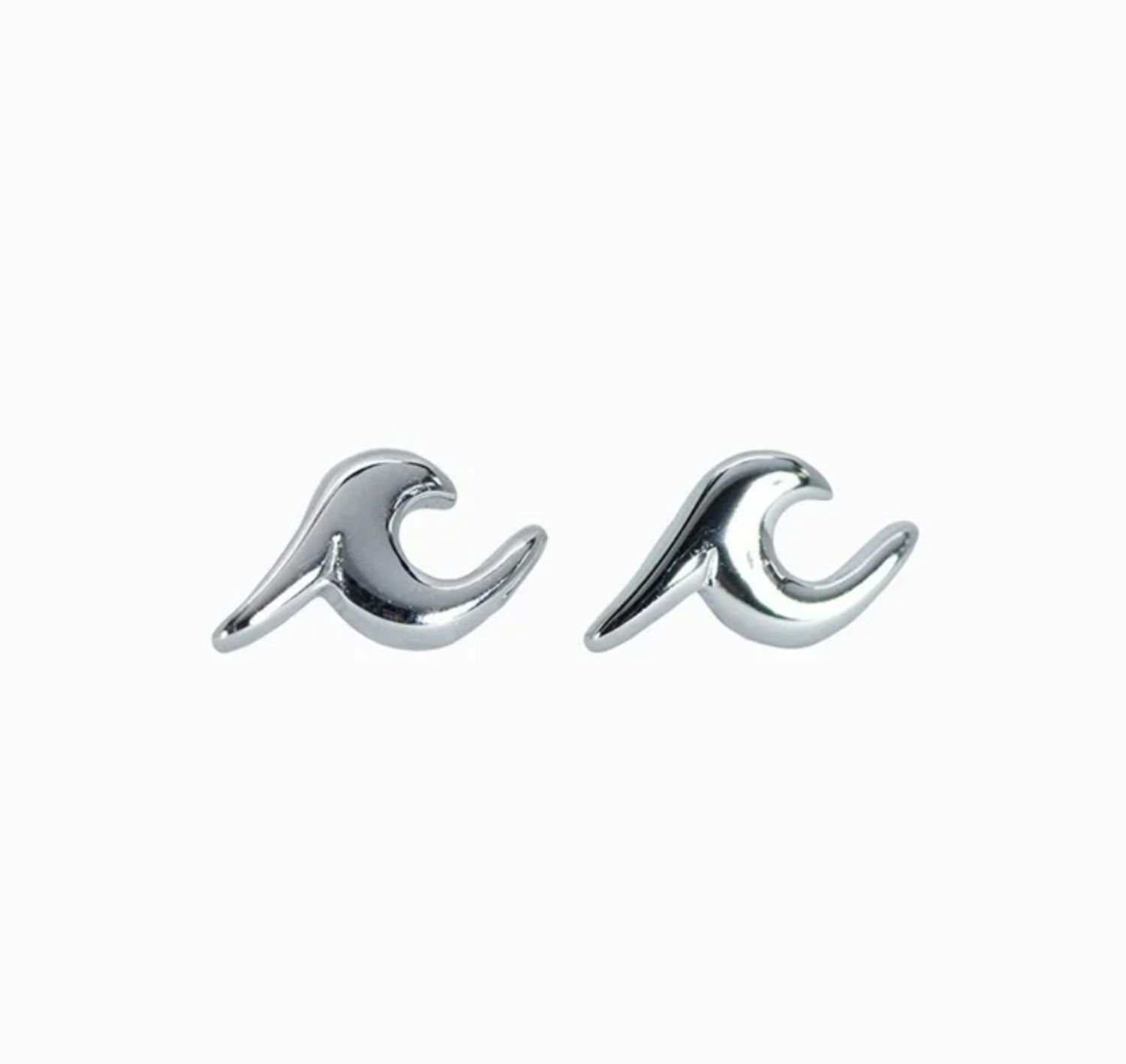 Silver Wave Stud Earrings