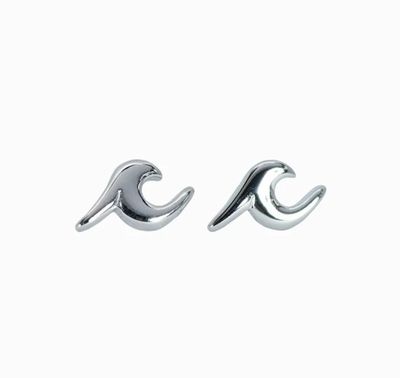 Silver Wave Stud Earrings