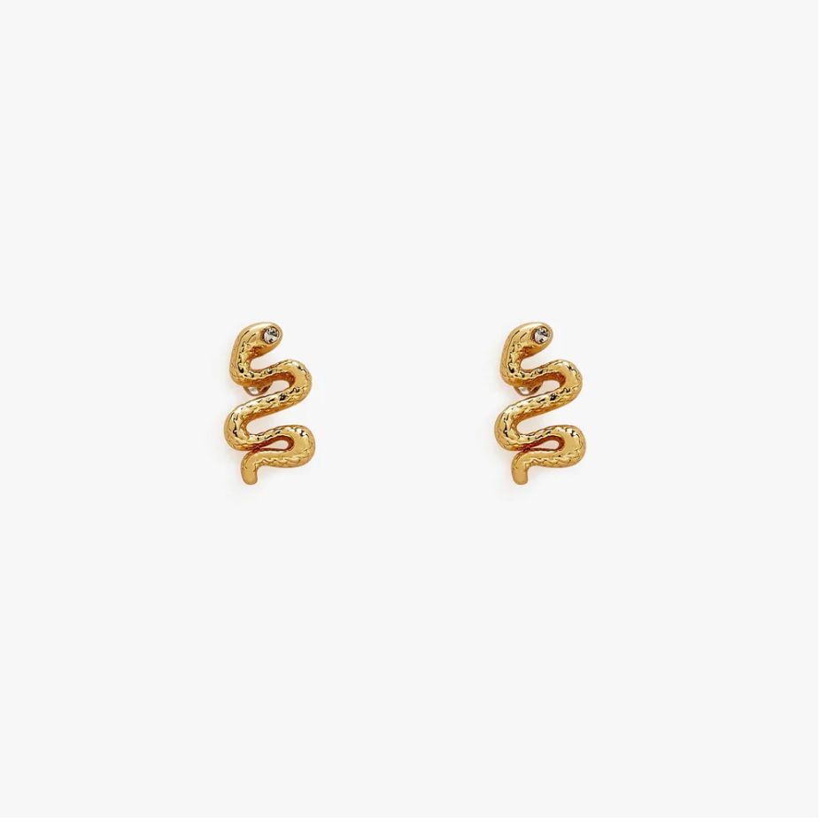 Gold Snake Stud Earrings