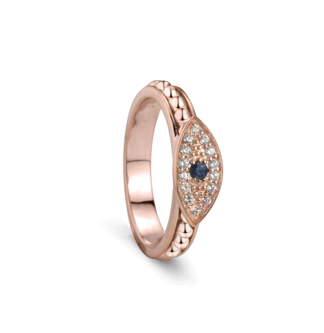 Meditation Nazar Rosegold Ring Size 8