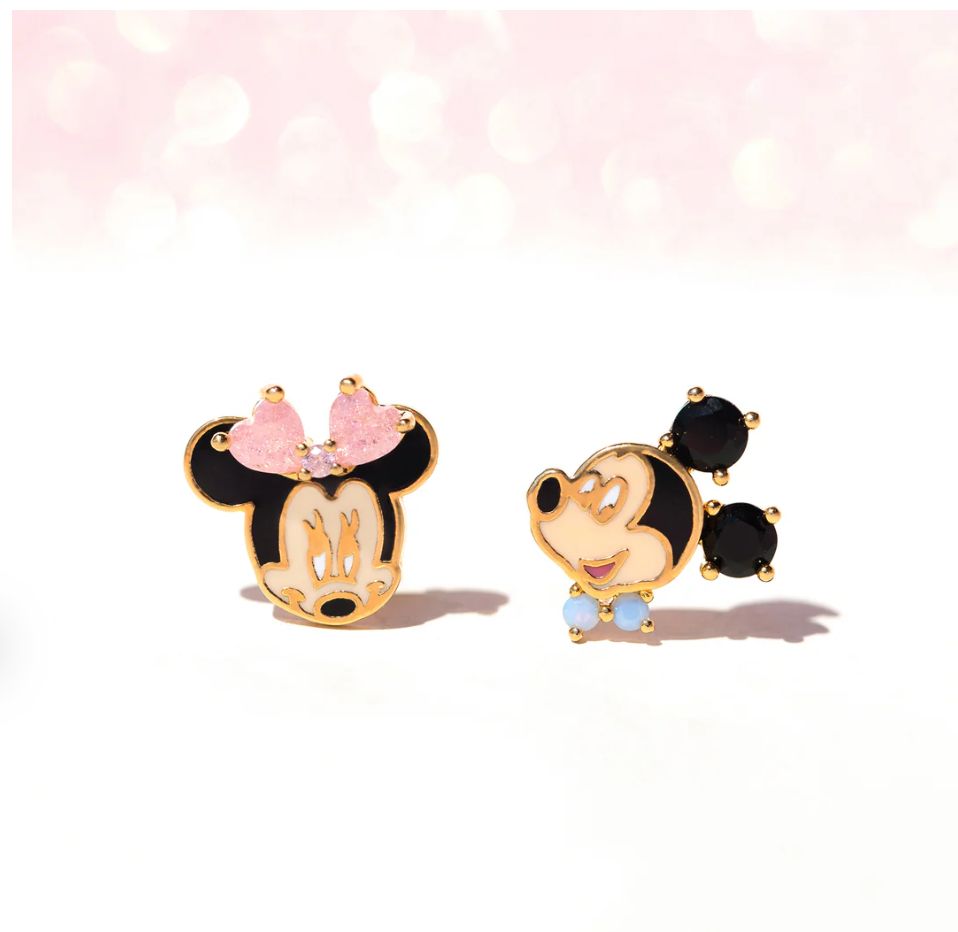 Disney Mickey &amp; Minnie Mouse Studs Gold