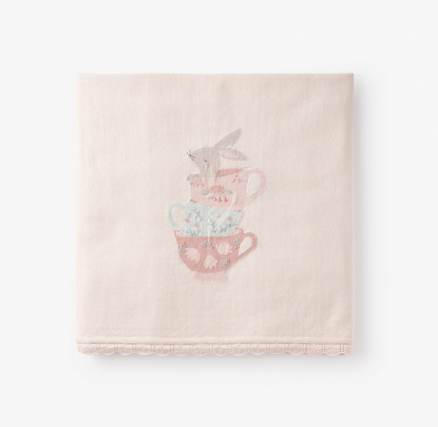 Teacup Party Knit Blanket 30x40