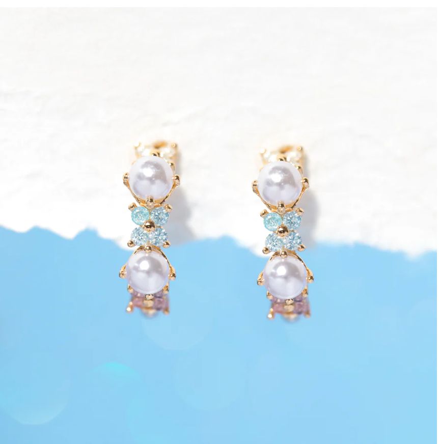 Pink Pearl Hoops