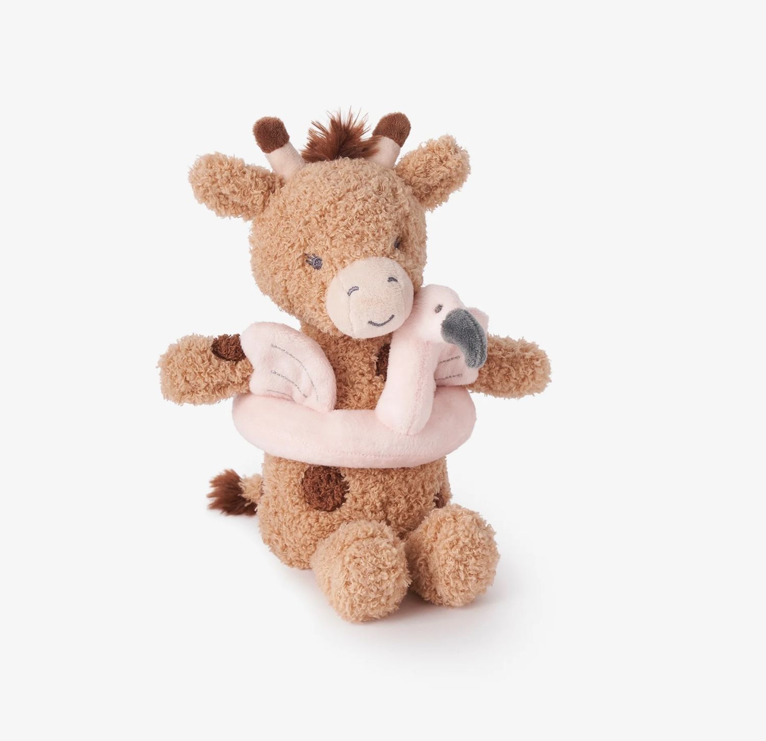 Plush Giraffe with Flamingo Floaty