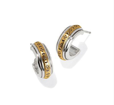 Mosaic Two Tone Mini Hoop Post Earrings