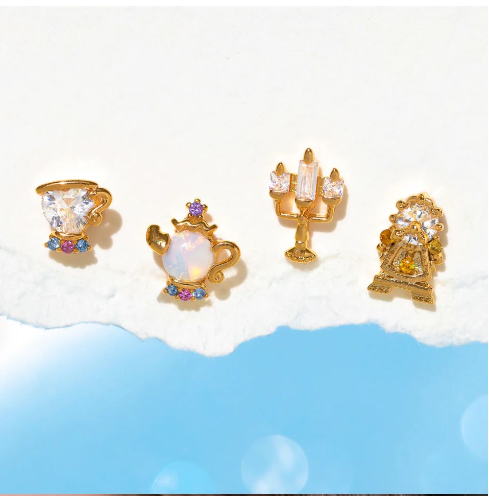 Disney Princess Be Our Guest Earring Set Gold