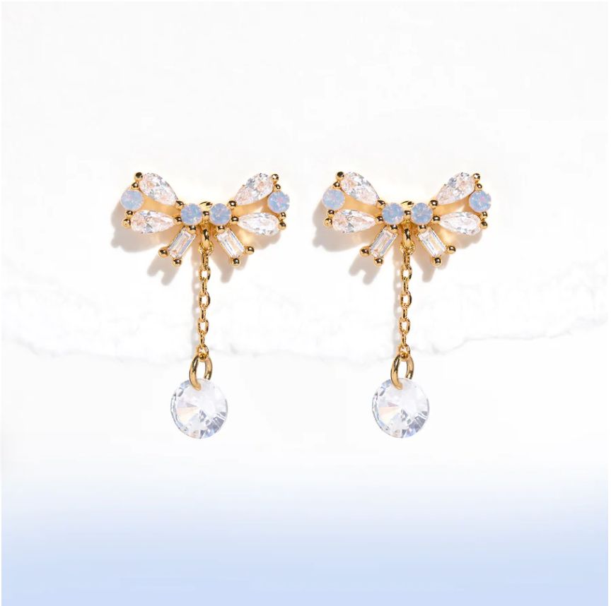 Mini Bow Dew Drop Earrings