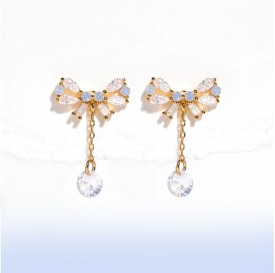 Mini Bow Dew Drop Earrings