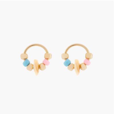 Seed Bead and Shell Stud Earring